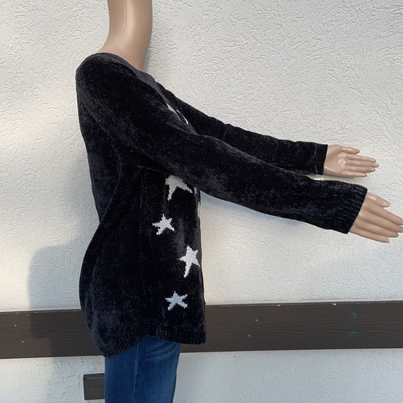 Style and Co sweater Black Chenille Sequin Star - Picture 3 of 6